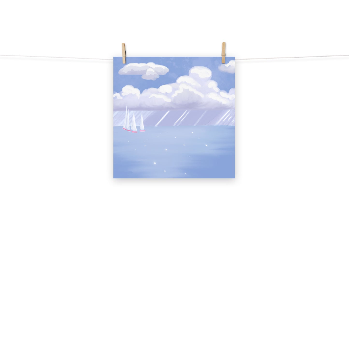 Coastal Sailboat Wall Art Print | Hand Painted Ocean Seascape | Blue Coastal Decor | Beach House Wall Art | Nautical Artwork | Digital Print
