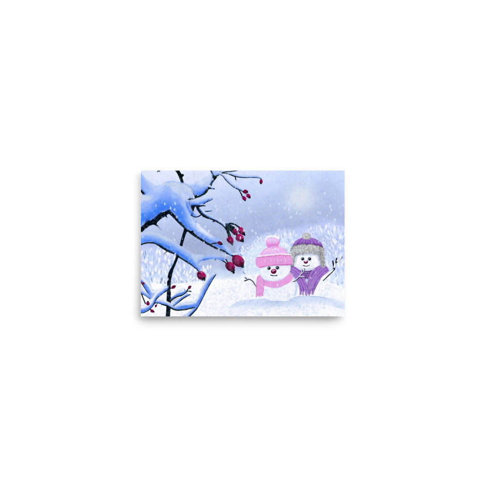 Snowman Winter Day Art Print: Whimsical Holiday Decor