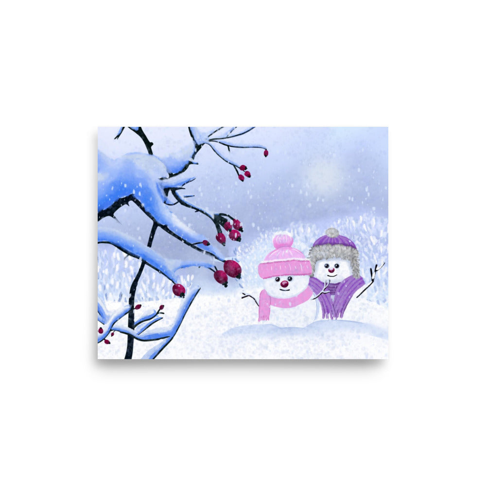 Snowman Winter Day Art Print: Whimsical Holiday Decor