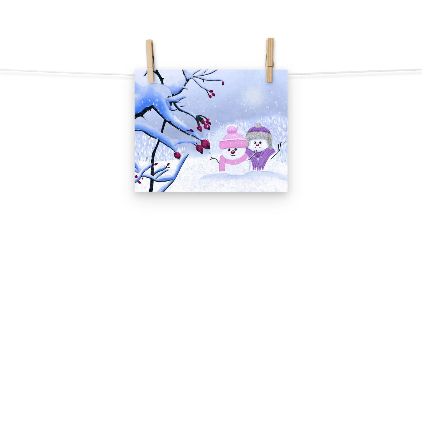 Snowman Winter Day Art Print: Whimsical Holiday Decor