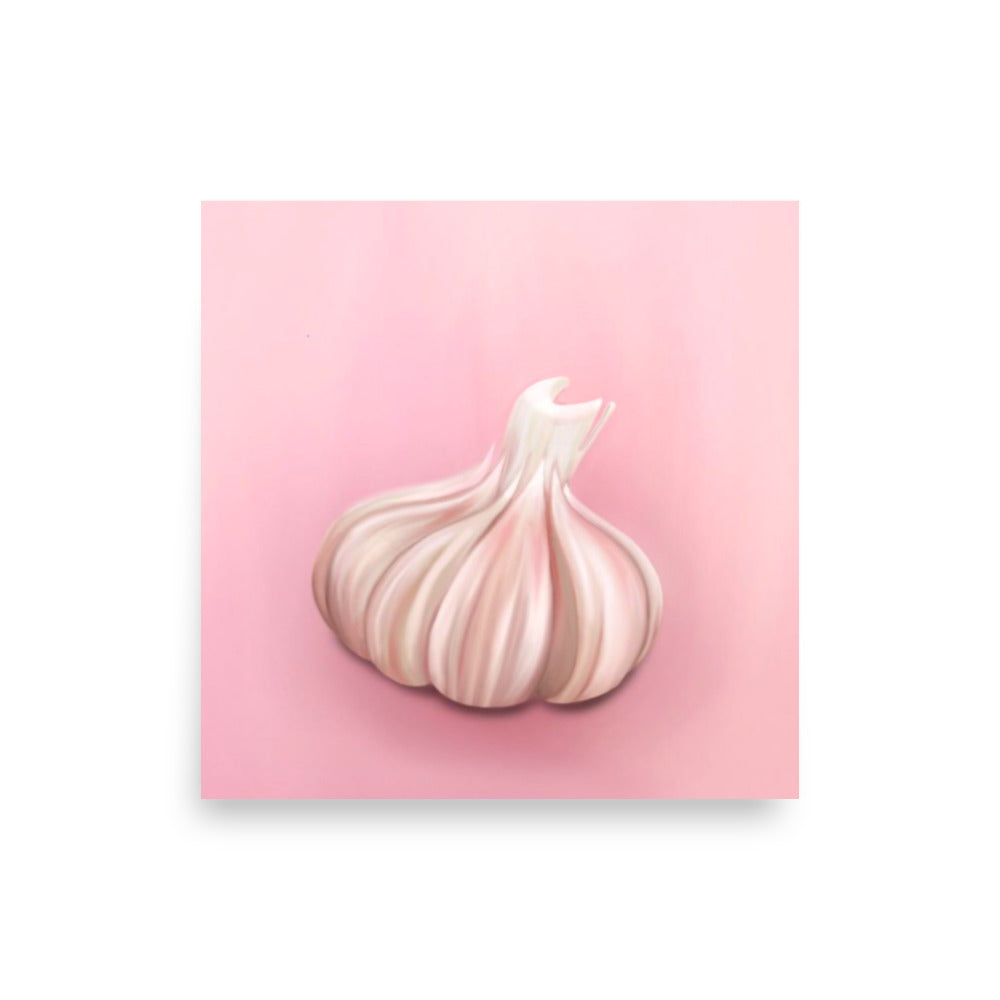 Pink Garlic Bulb Wall Art – Whimsical Kitchen Print