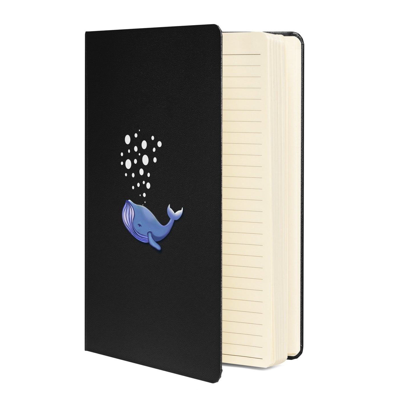 Blue Whale Hardcover Notebook - Hand-Painted Bubble Art for Journaling
