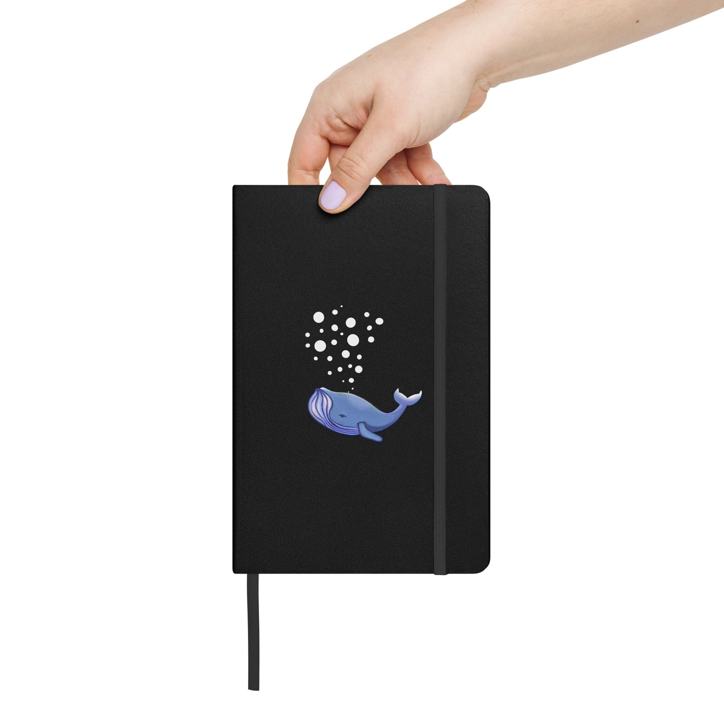 Blue Whale Hardcover Notebook - Hand-Painted Bubble Art for Journaling