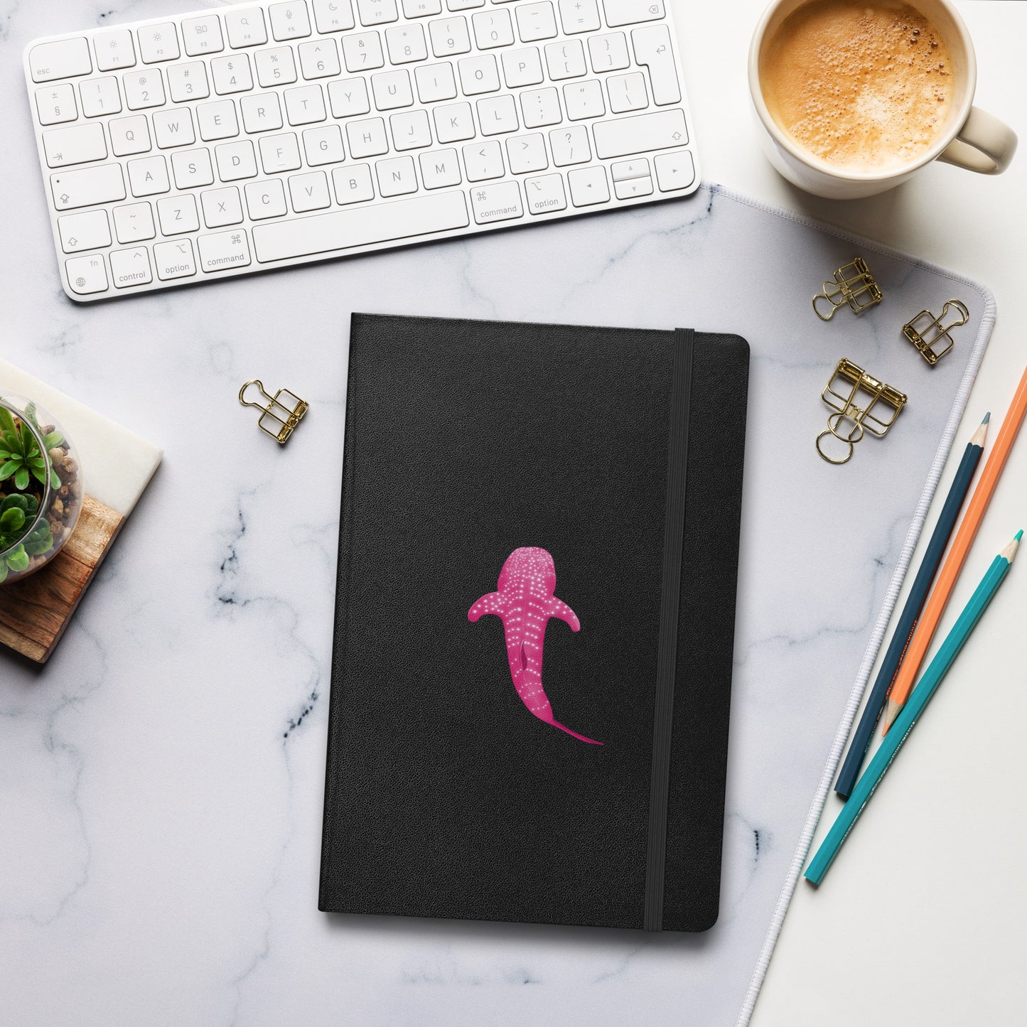 Pink Whale Shark Art Hardcover Notebook - Perfect for Journaling, Creative Writing, Vision Boards, Artwork, & Ideas - Unique Gift