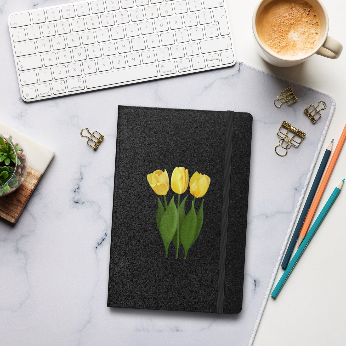 Yellow Tulips Hardcover Notebook – Floral Journal with Cream Lined Pages