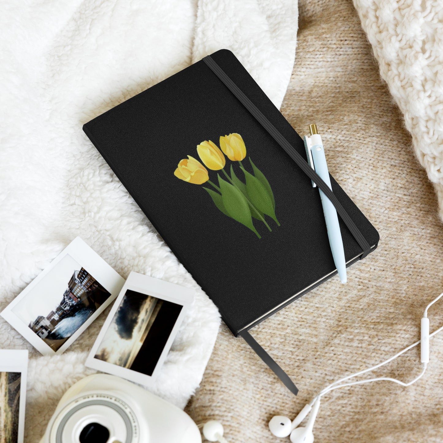 Yellow Tulips Hardcover Notebook – Floral Journal with Cream Lined Pages