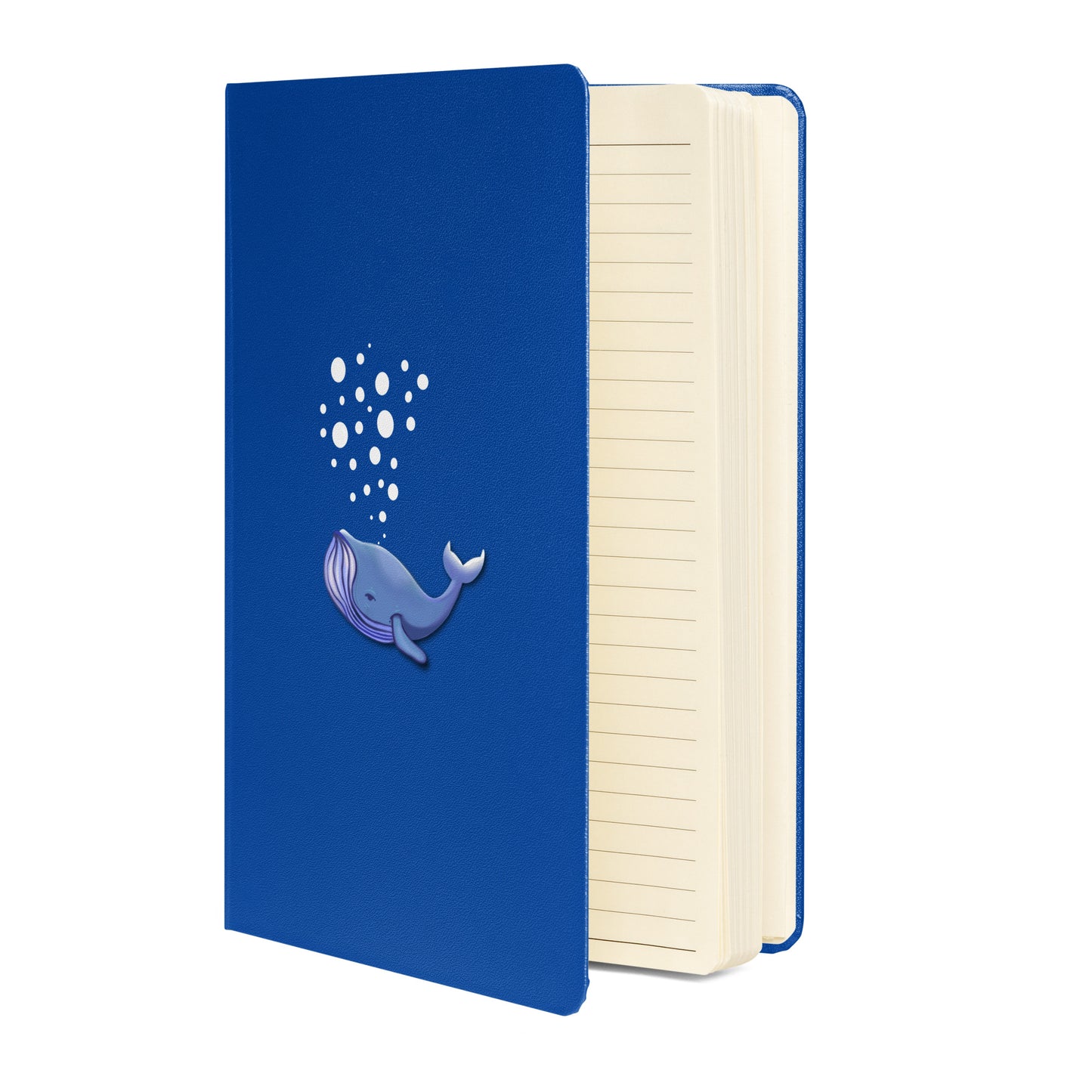 Blue Whale Hardcover Notebook - Hand-Painted Bubble Art for Journaling