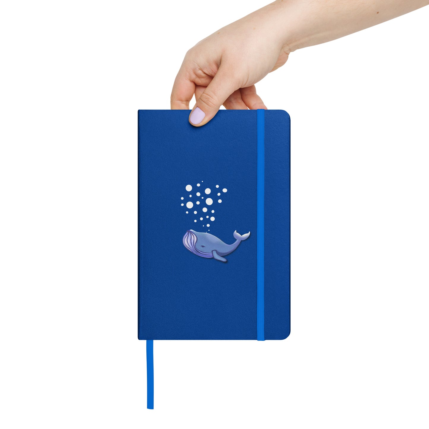 Blue Whale Hardcover Notebook - Hand-Painted Bubble Art for Journaling