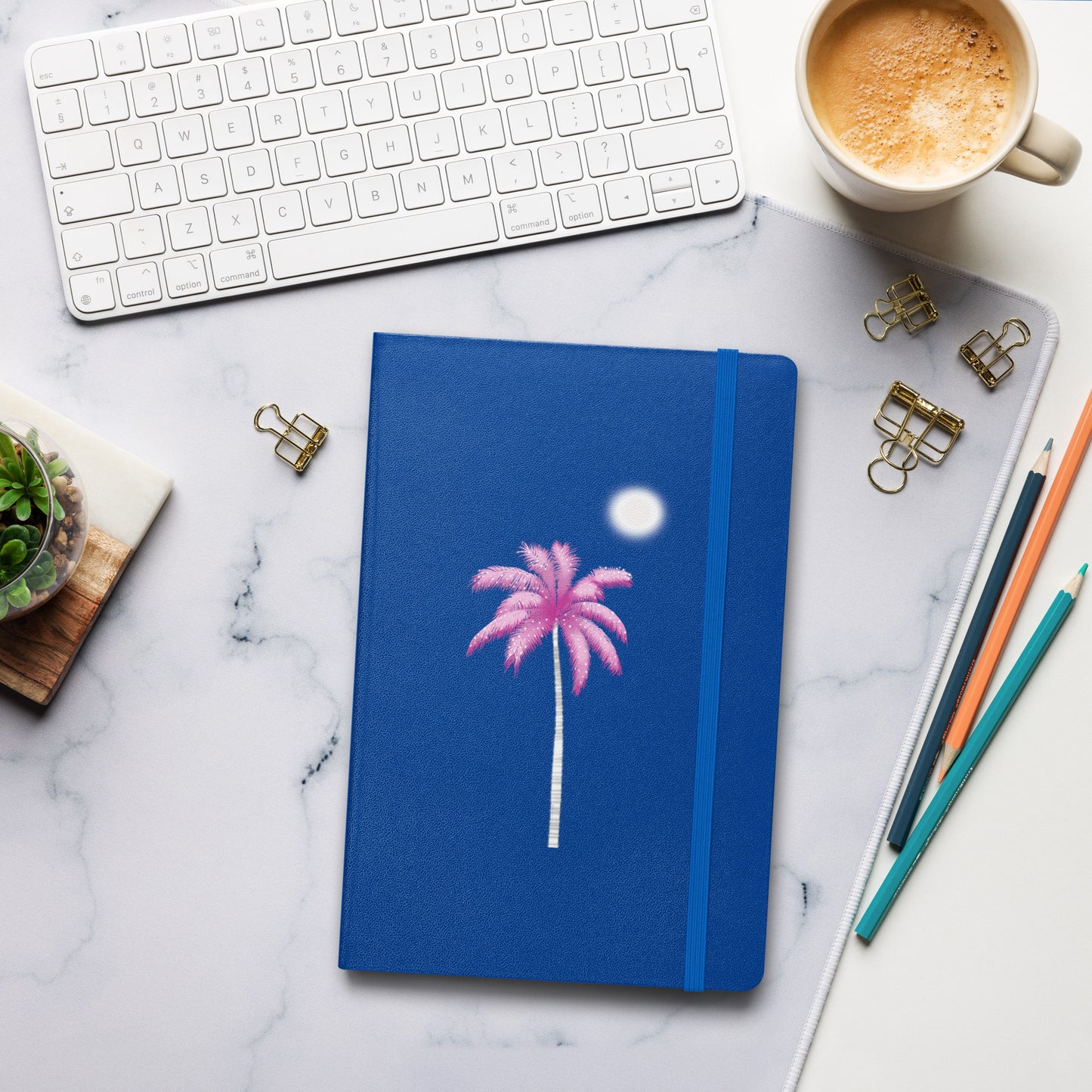 Pink Palm Tree Hardcover Notebook – Shimmery Tropical Travel Journal