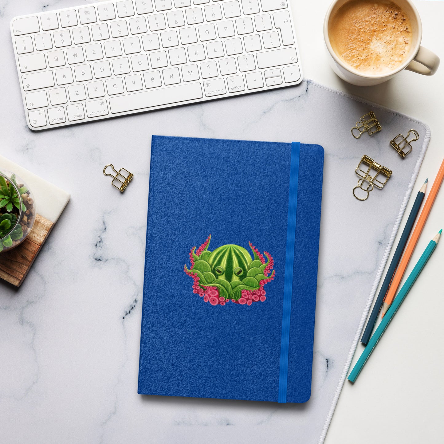Octopus Hardcover Journal | Whimsical Ocean Art, Lined Cream Paper & Ribbon Marker