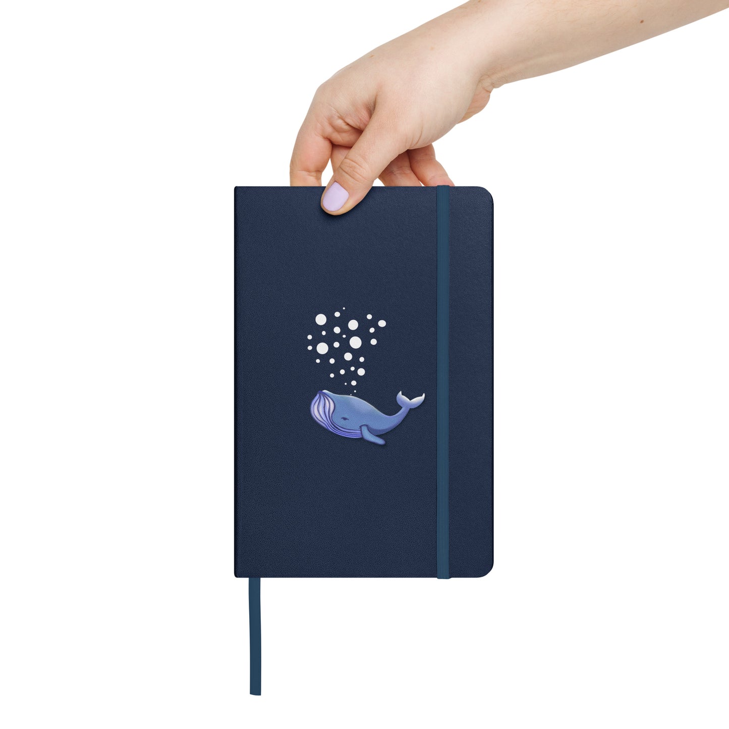 Blue Whale Hardcover Notebook - Hand-Painted Bubble Art for Journaling