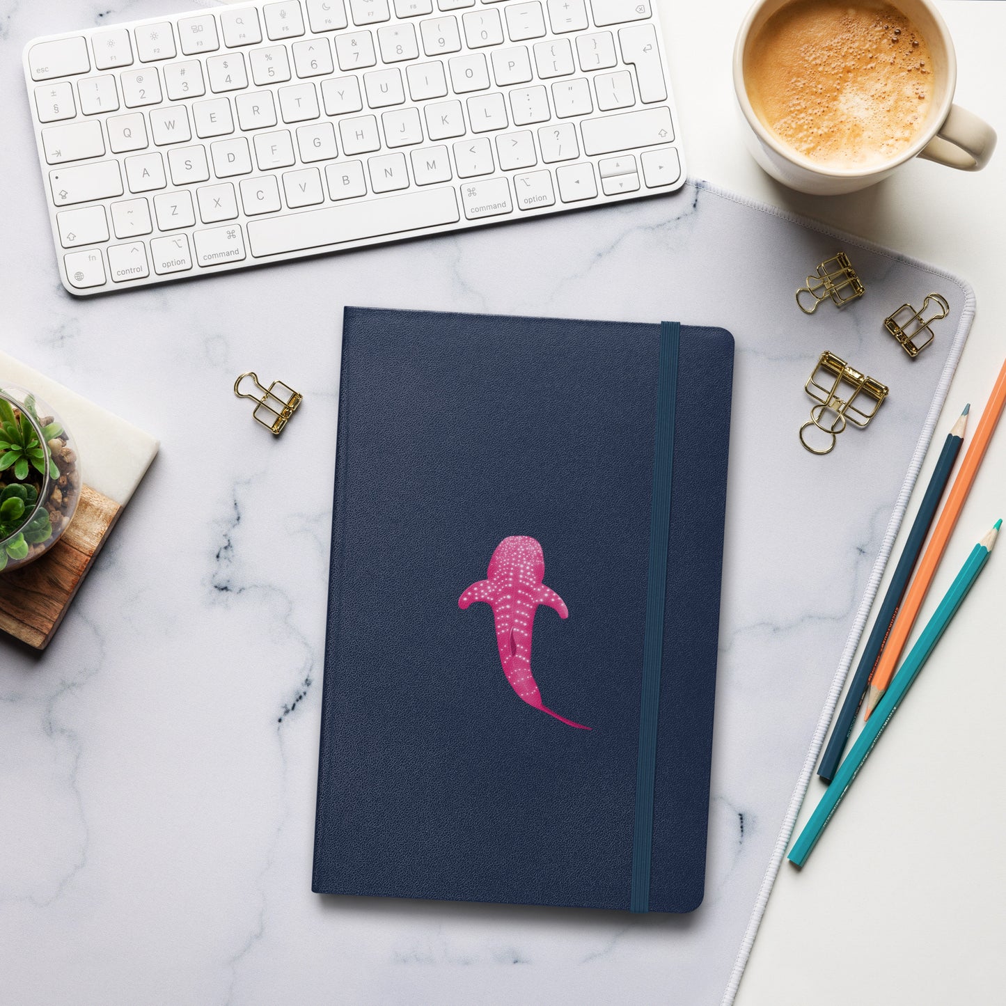 Pink Whale Shark Art Hardcover Notebook - Perfect for Journaling, Creative Writing, Vision Boards, Artwork, & Ideas - Unique Gift