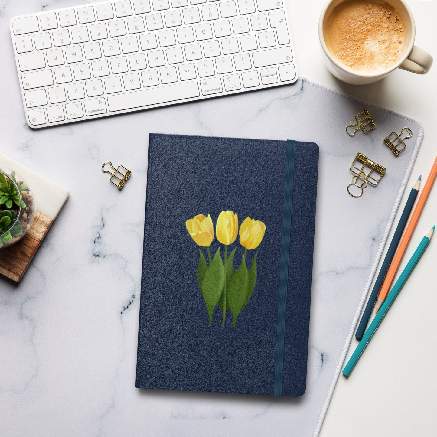 Yellow Tulips Hardcover Notebook – Floral Journal with Cream Lined Pages