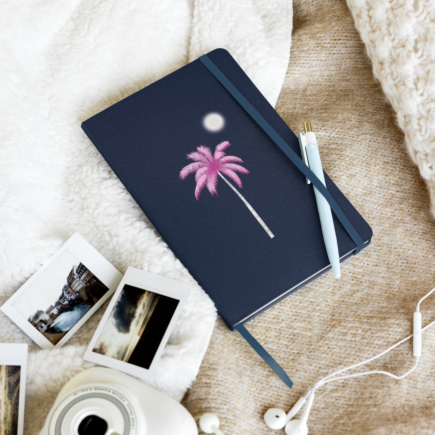 Pink Palm Tree Hardcover Notebook – Shimmery Tropical Travel Journal