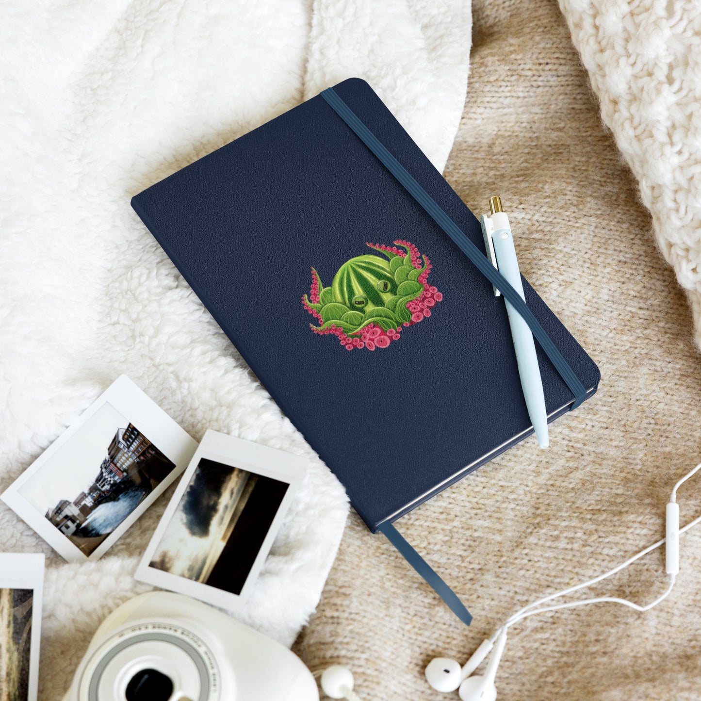 Octopus Hardcover Journal | Whimsical Ocean Art, Lined Cream Paper & Ribbon Marker