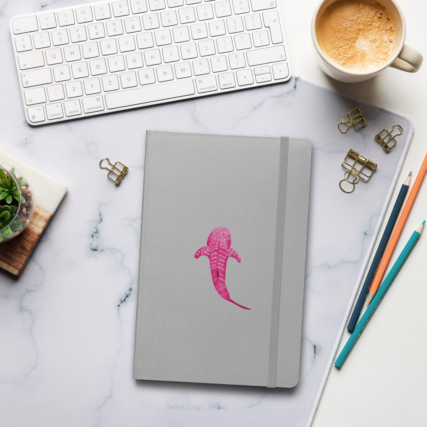 Pink Whale Shark Art Hardcover Notebook - Perfect for Journaling, Creative Writing, Vision Boards, Artwork, & Ideas - Unique Gift