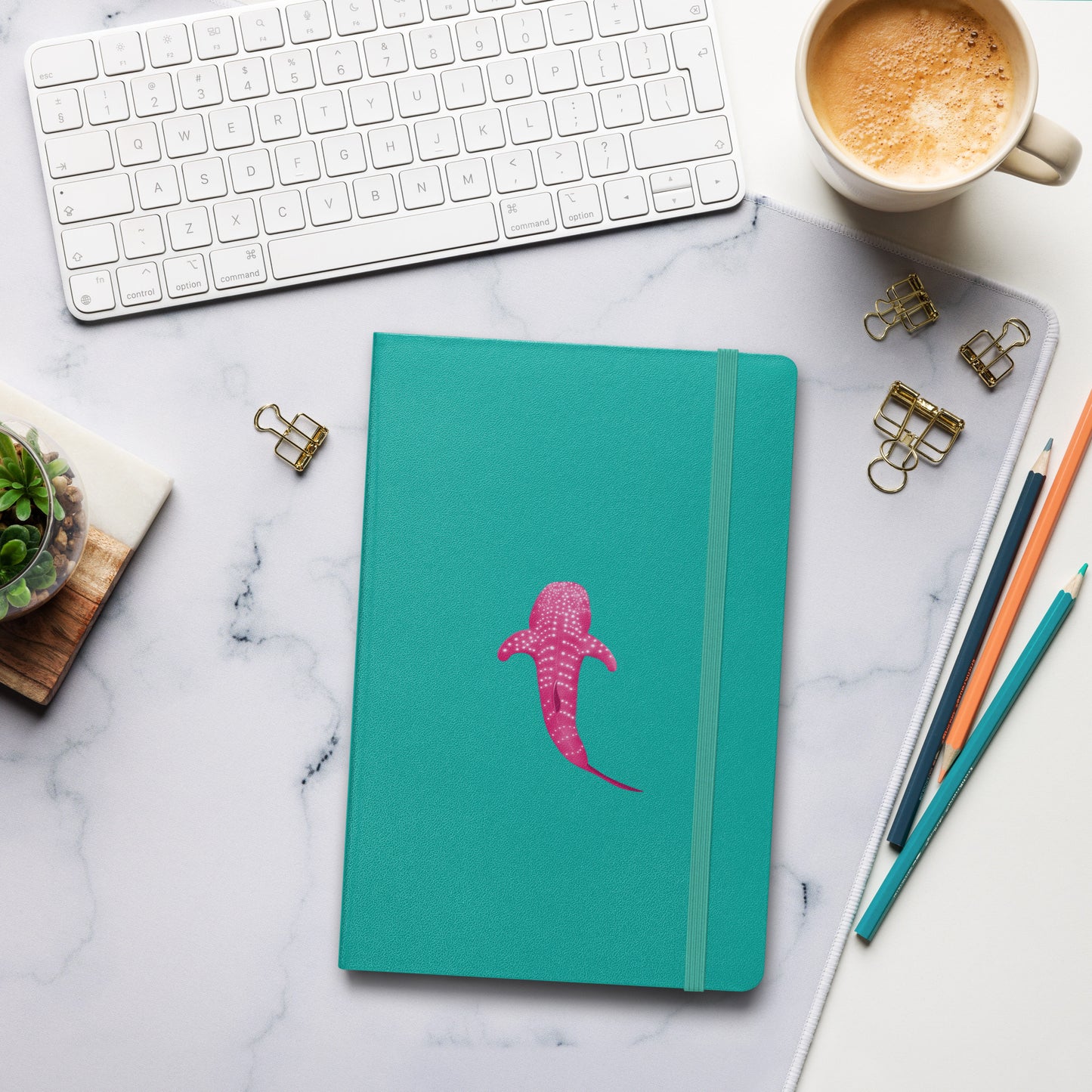 Pink Whale Shark Art Hardcover Notebook - Perfect for Journaling, Creative Writing, Vision Boards, Artwork, & Ideas - Unique Gift