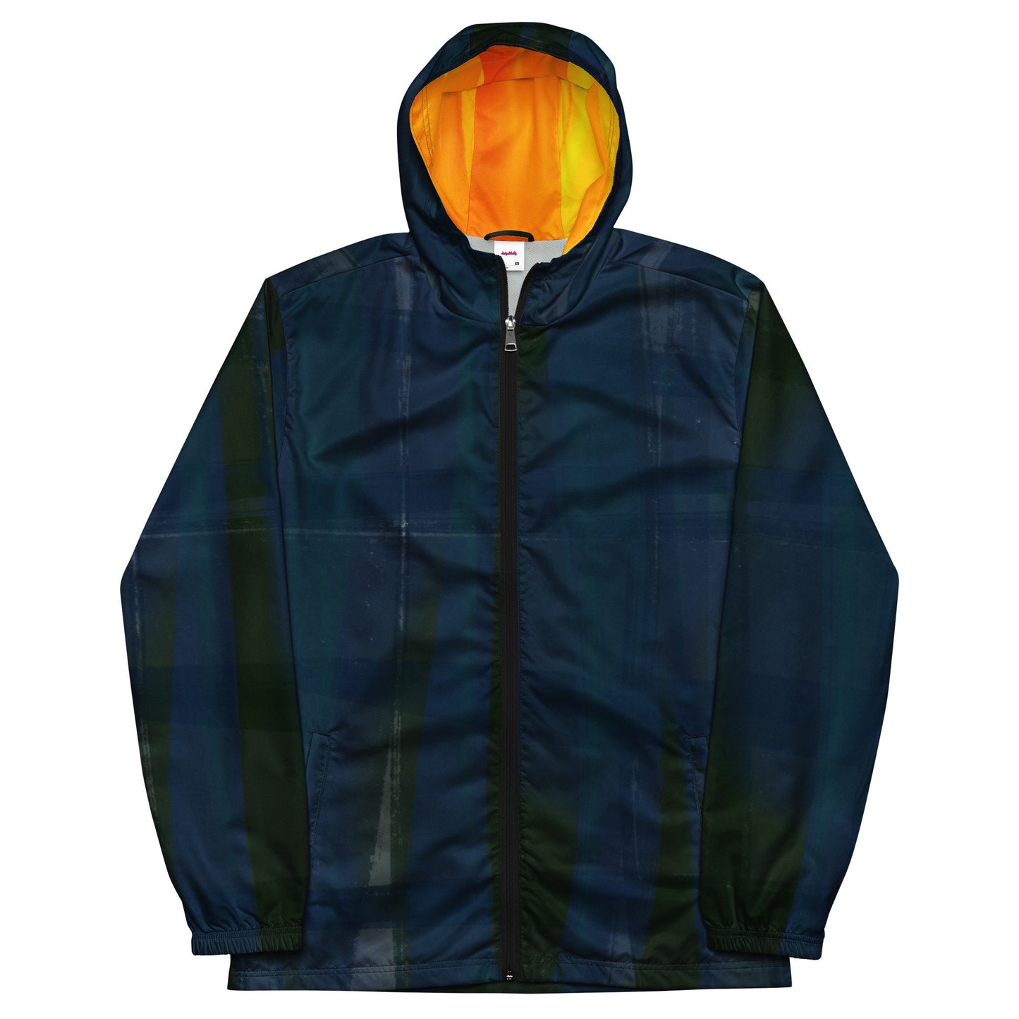 Indigo and Yellow Water-Resistant Windbreaker: Men's Lightweight Mesh-Lined Jacket