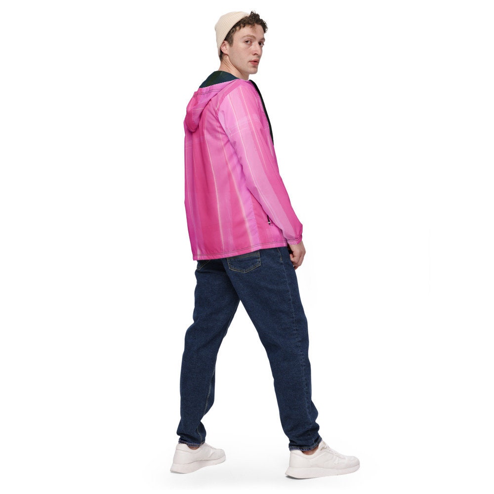 Pink Water-Resistant Windbreaker: Men's Lightweight Mesh-Lined Jacket