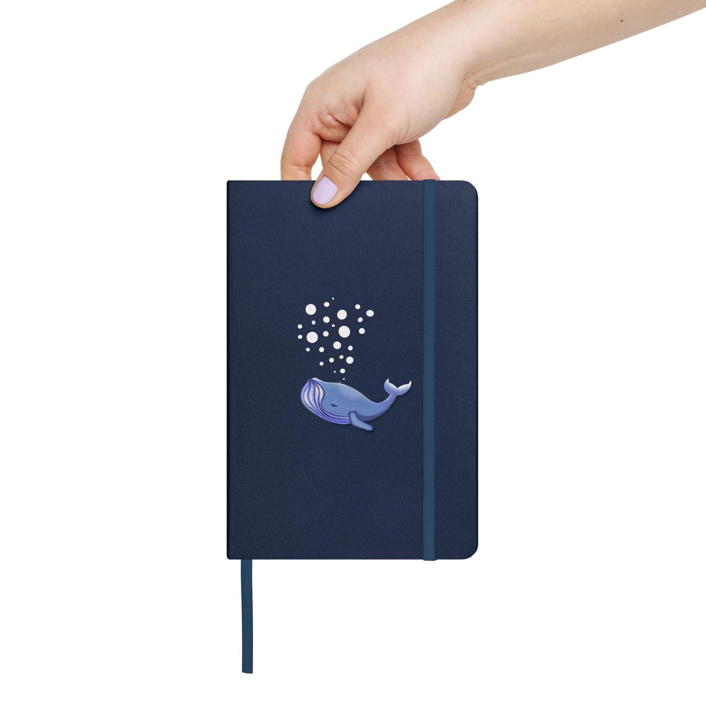 Blue Whale Hardcover Journal | Ocean Wildlife Art, Lined Cream Paper & Ribbon Marker