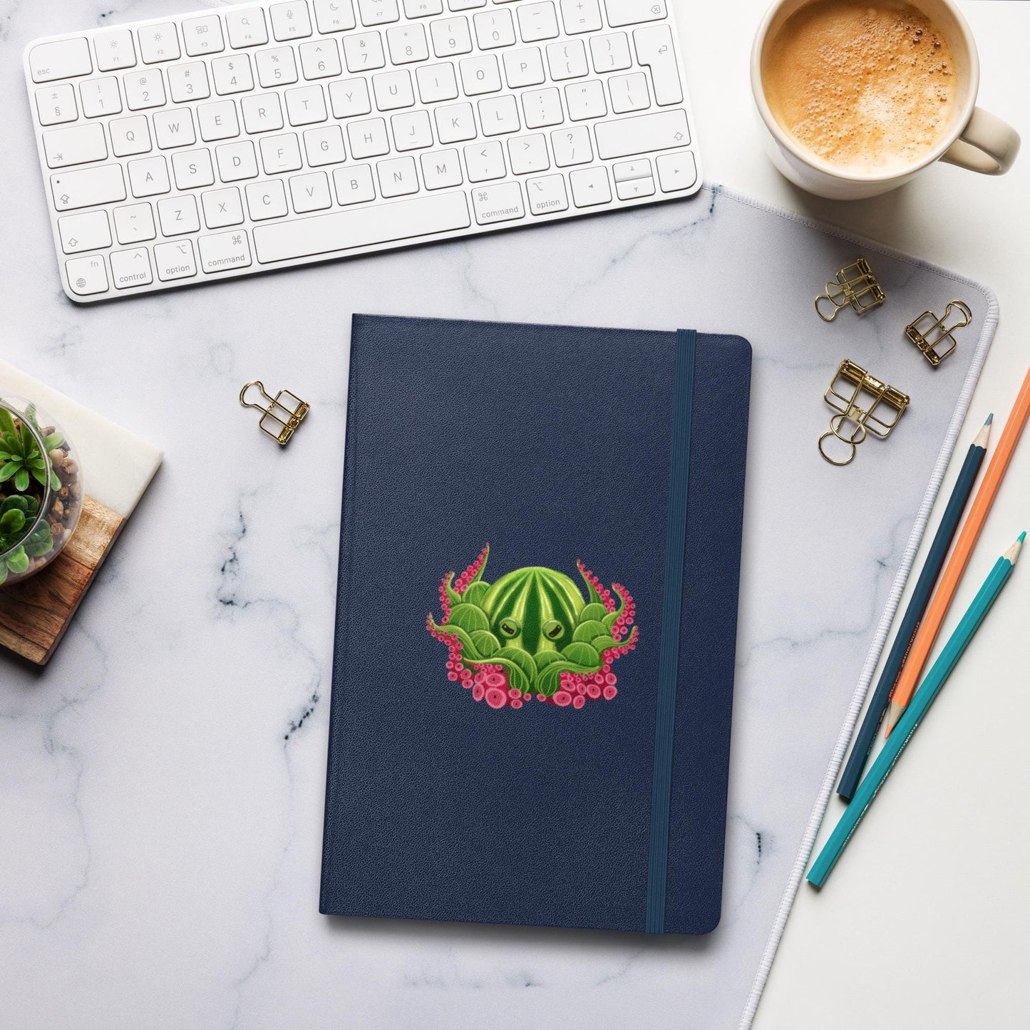 Octopus Hardcover Journal | Whimsical Ocean Art, Lined Cream Paper & Ribbon Marker