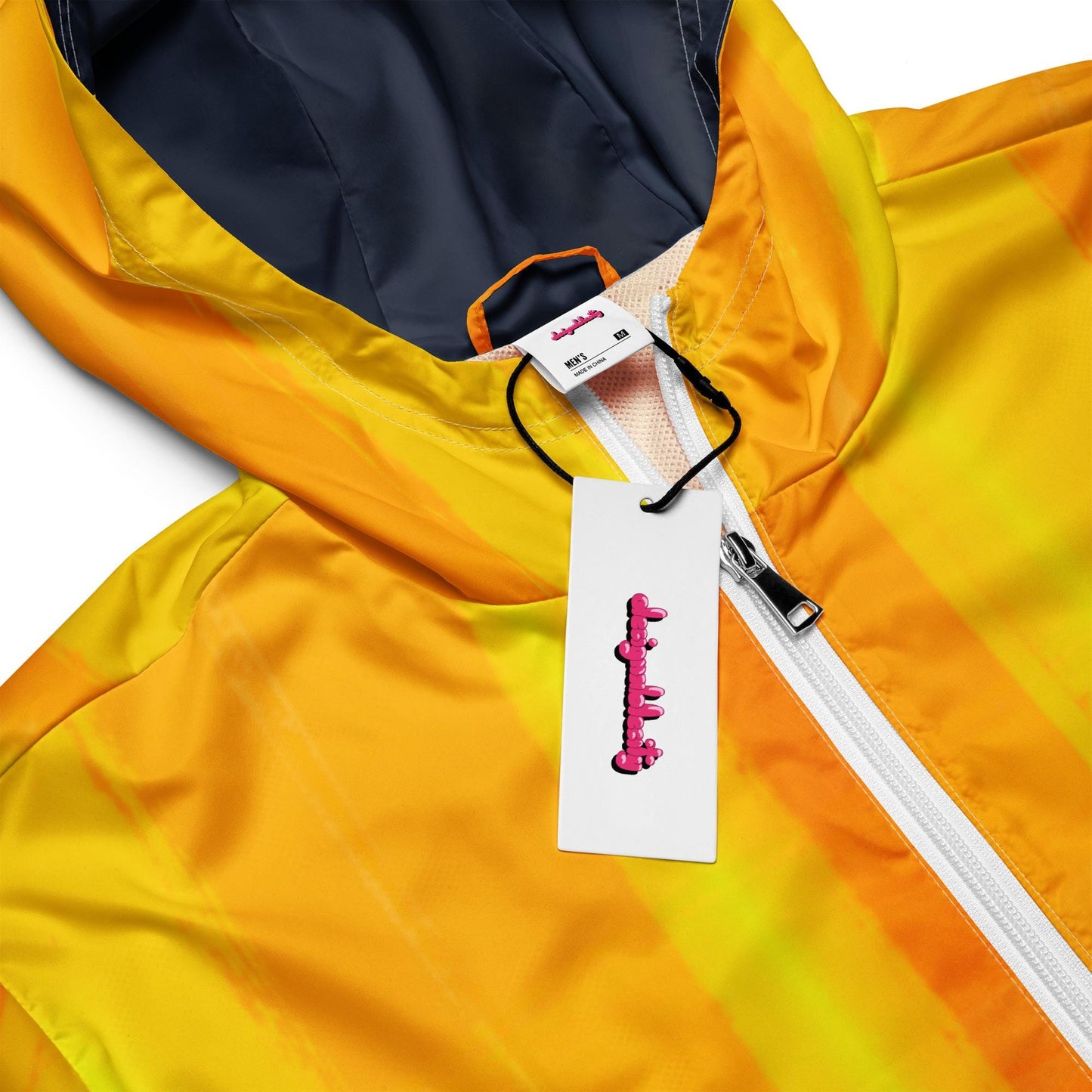 Yellow and Indigo Water-Resistant Windbreaker: Men's Lightweight Mesh-Lined Jacket
