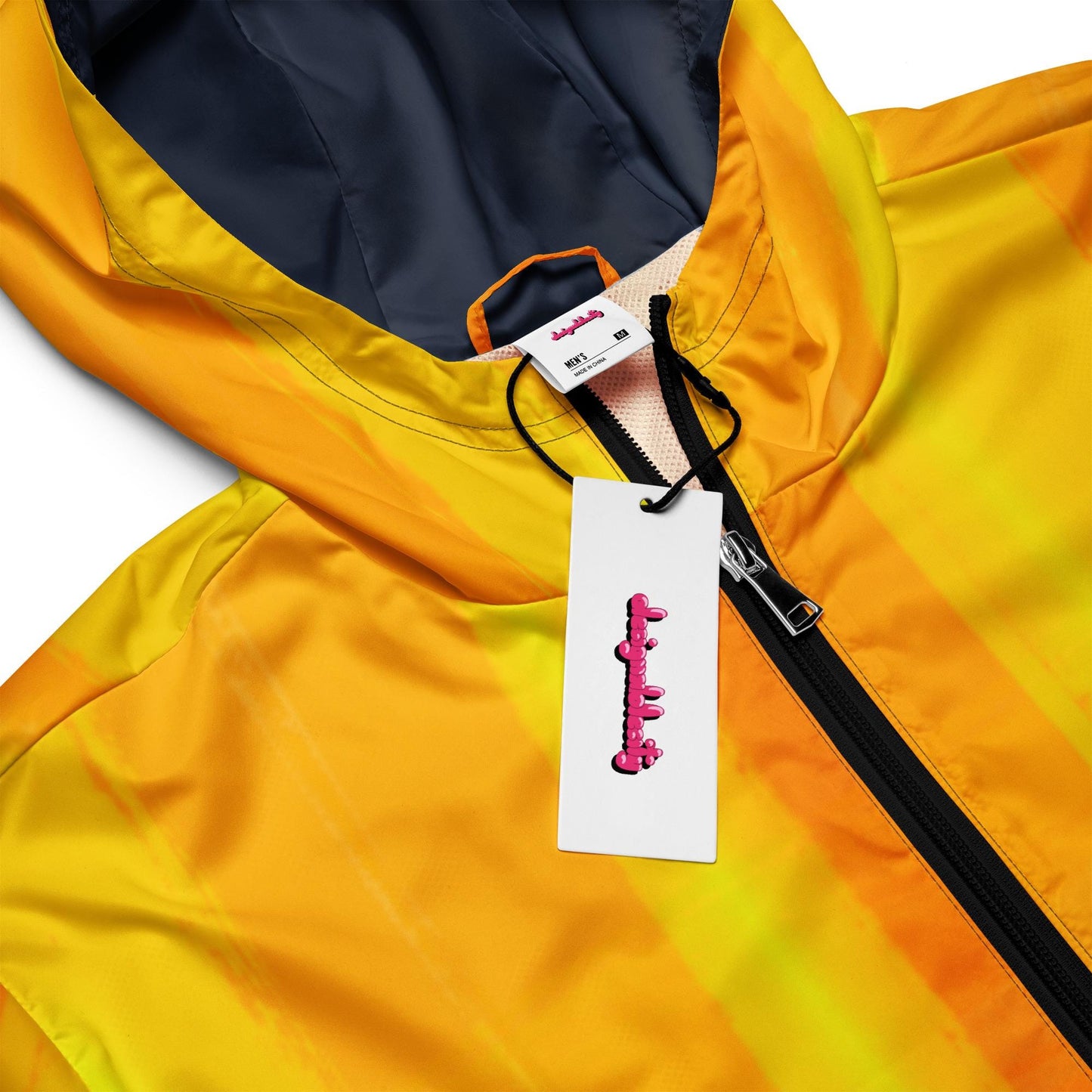Yellow and Indigo Water-Resistant Windbreaker: Men's Lightweight Mesh-Lined Jacket