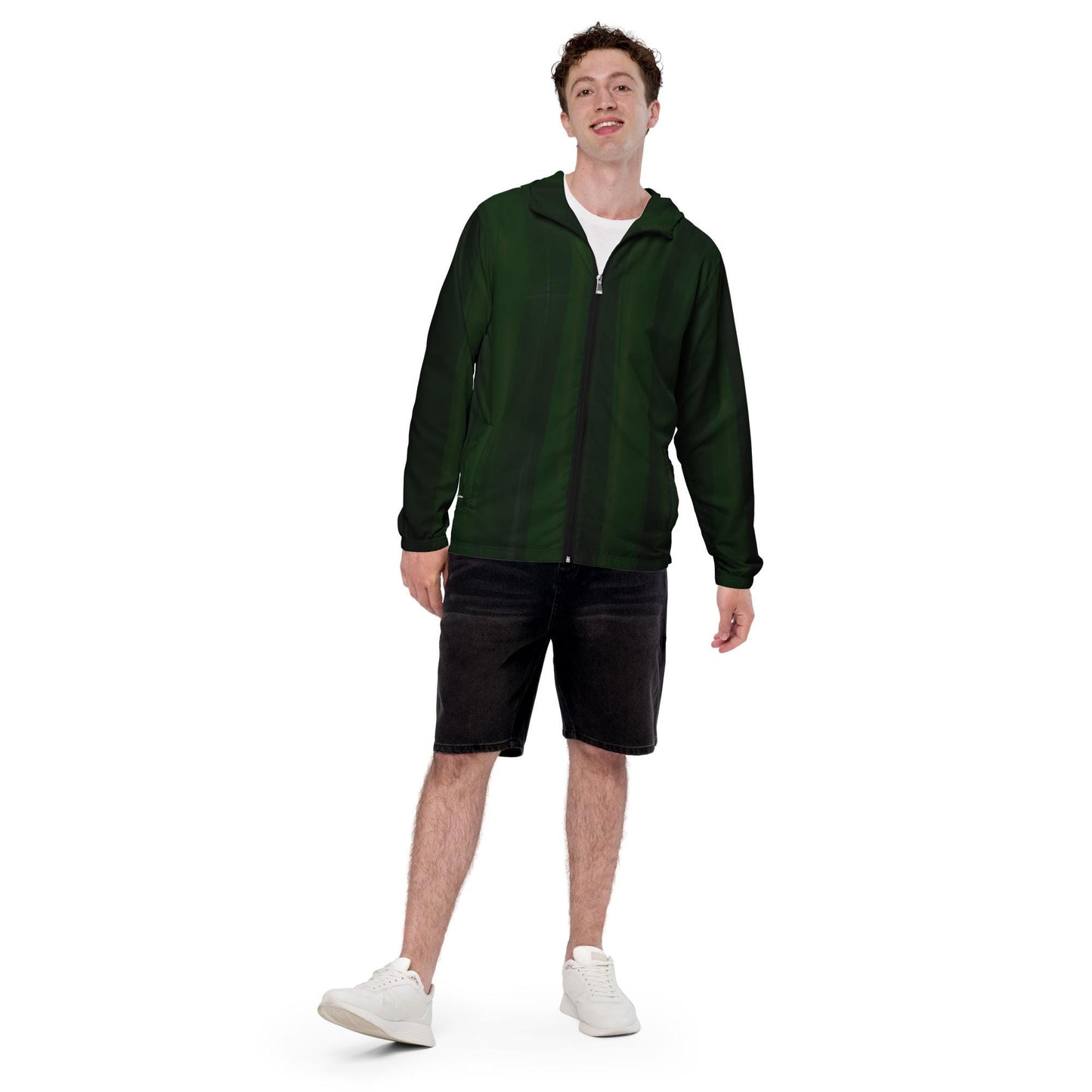 Dark Green Water-Resistant Windbreaker: Men's Lightweight Mesh-Lined Jacket