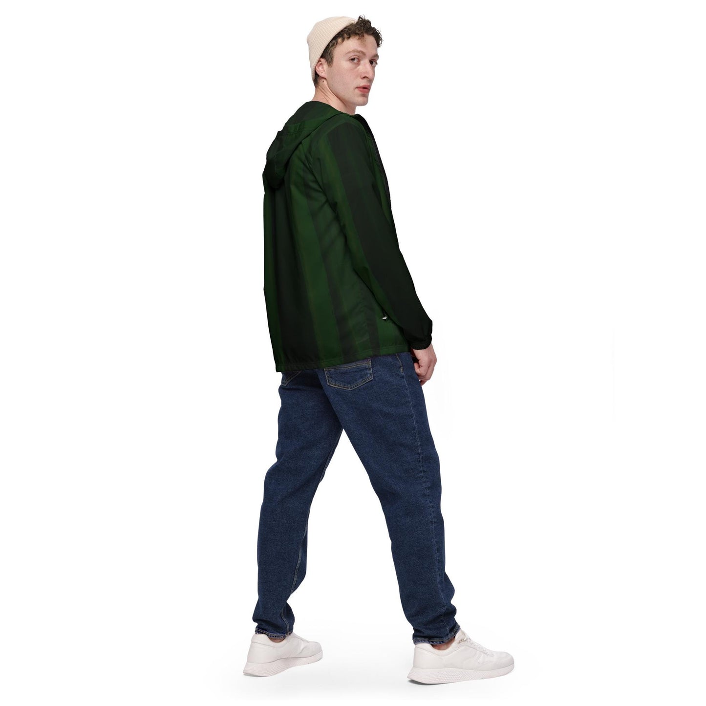 Dark Green Water-Resistant Windbreaker: Men's Lightweight Mesh-Lined Jacket