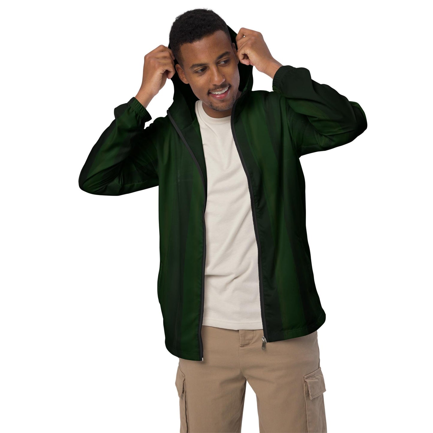 Dark Green Water-Resistant Windbreaker: Men's Lightweight Mesh-Lined Jacket
