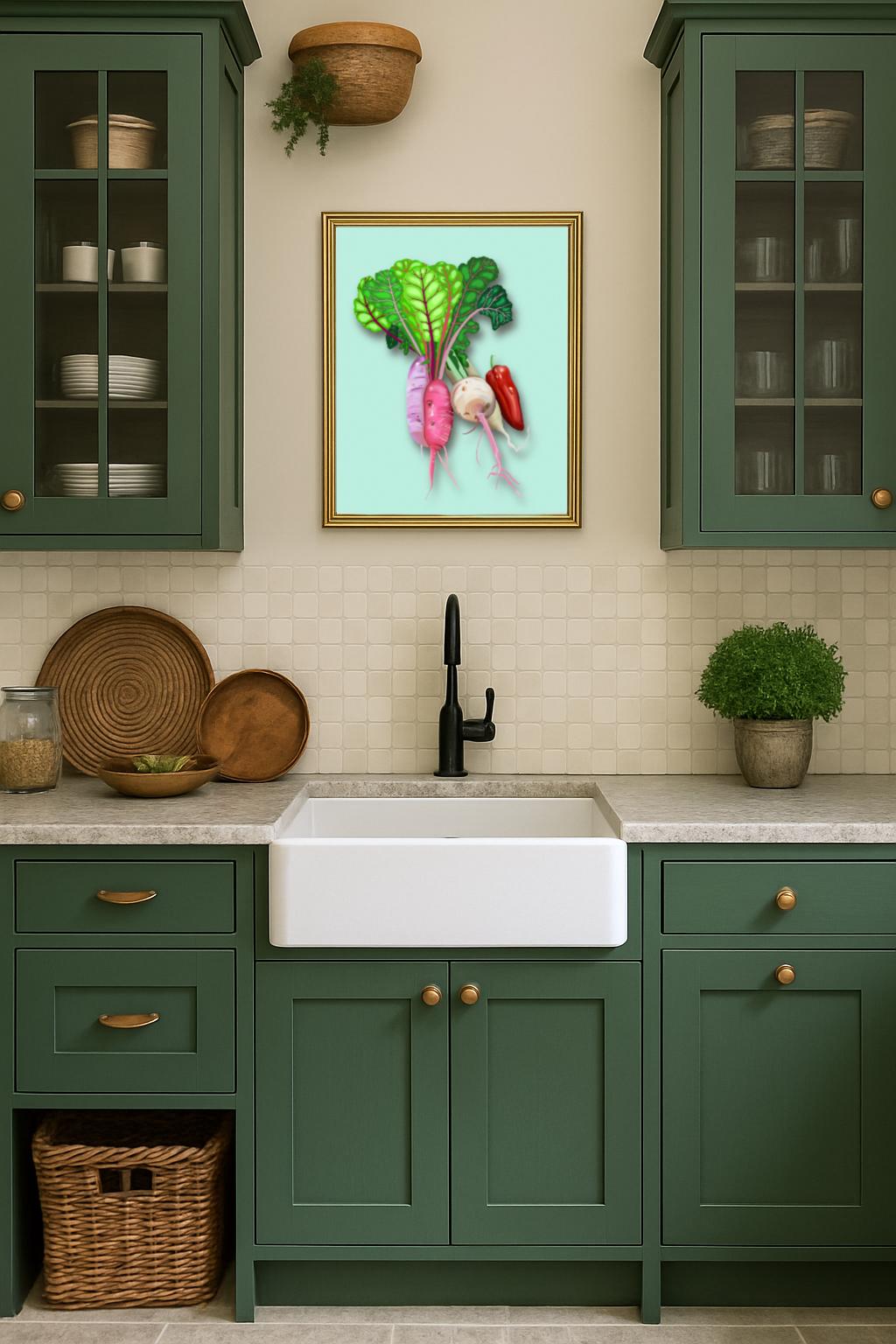 Vegetable Wall Art Print | Hand Painted Kitchen Decor | Root Veggies & Garden Harvest