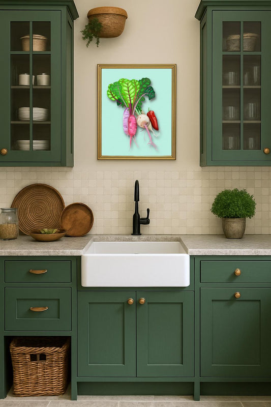 Vegetable Wall Art Print | Hand Painted Kitchen Decor | Root Veggies & Garden Harvest
