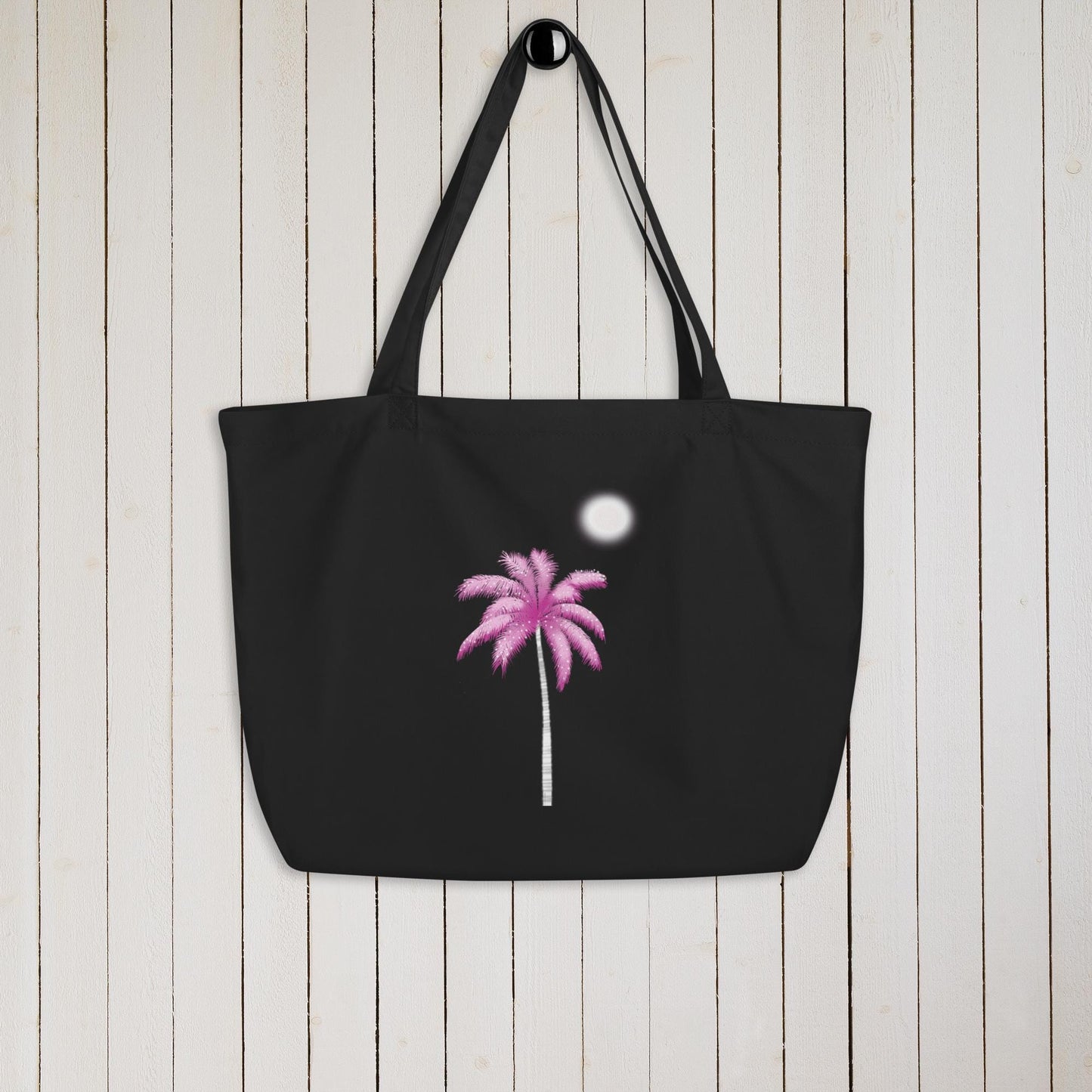 Pink Palm Tree Large Organic Cotton Tote Bag | Eco-Friendly & Reusable