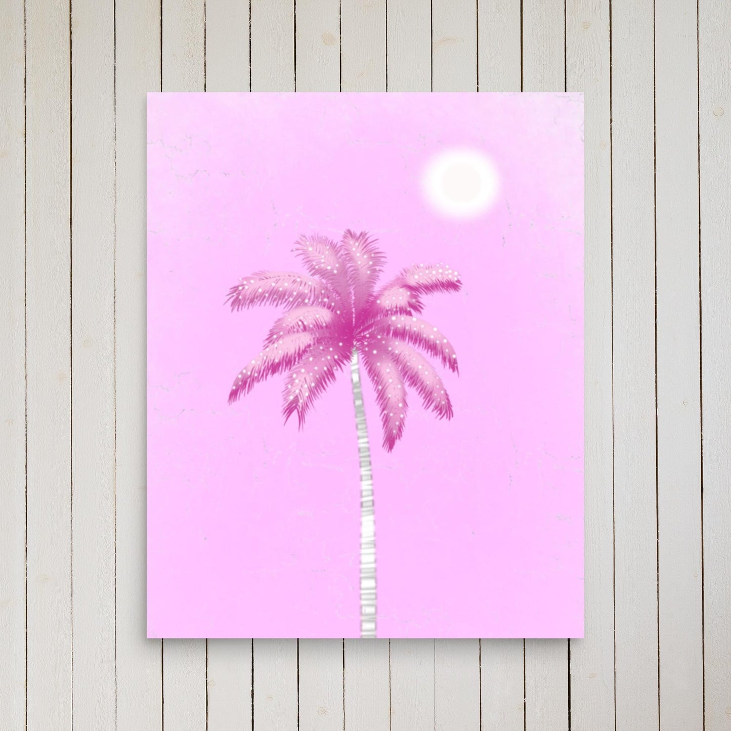 Pink Palm Tree Art Print – Tropical Minimalist Wall Decor in Pastel Pink