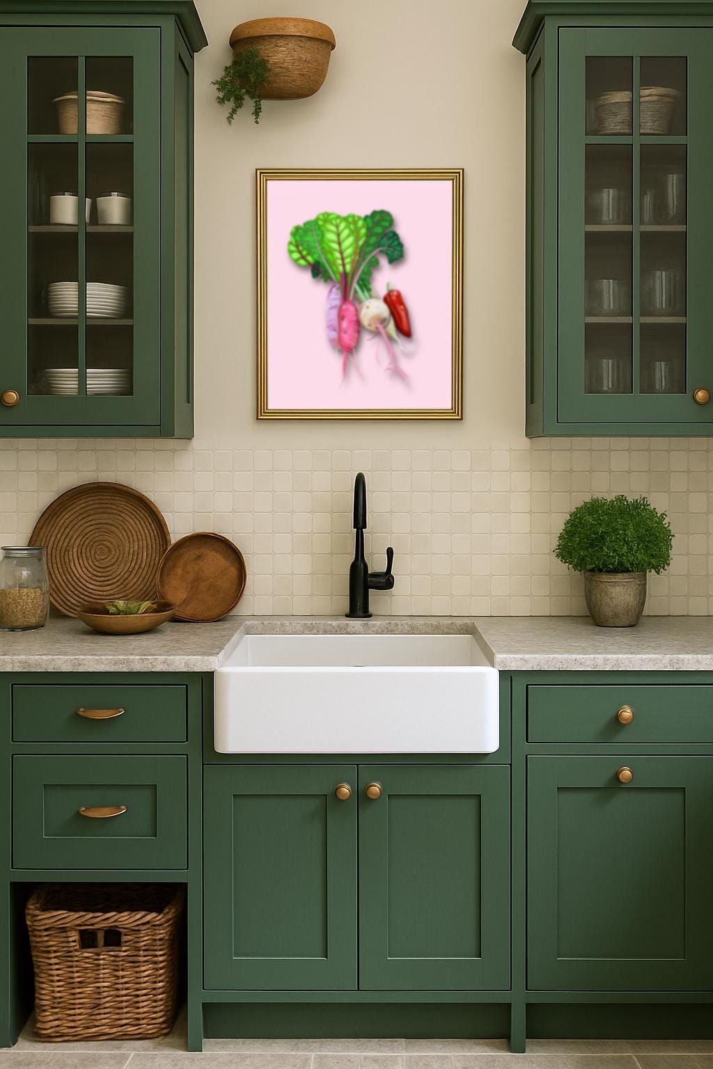 Vegetable Harvest Wall Art | Hand-Painted Botanical Print | Kitchen & Dining Décor