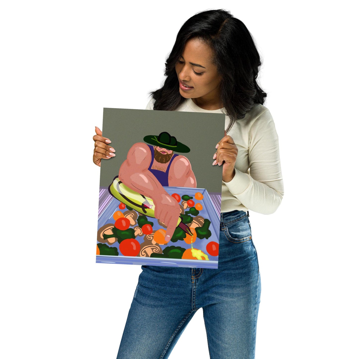 Chef Salad Art Print: Whimsical Kitchen Decor, Canadian-Made