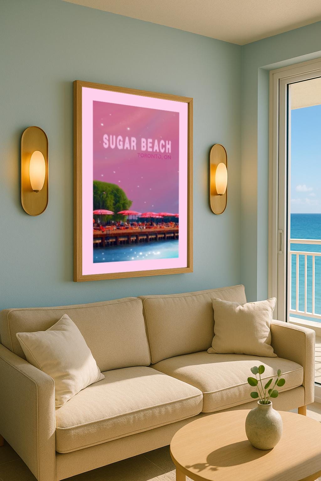 Sugar Beach Toronto Wall Art | Dreamy Pink Lakeside Print