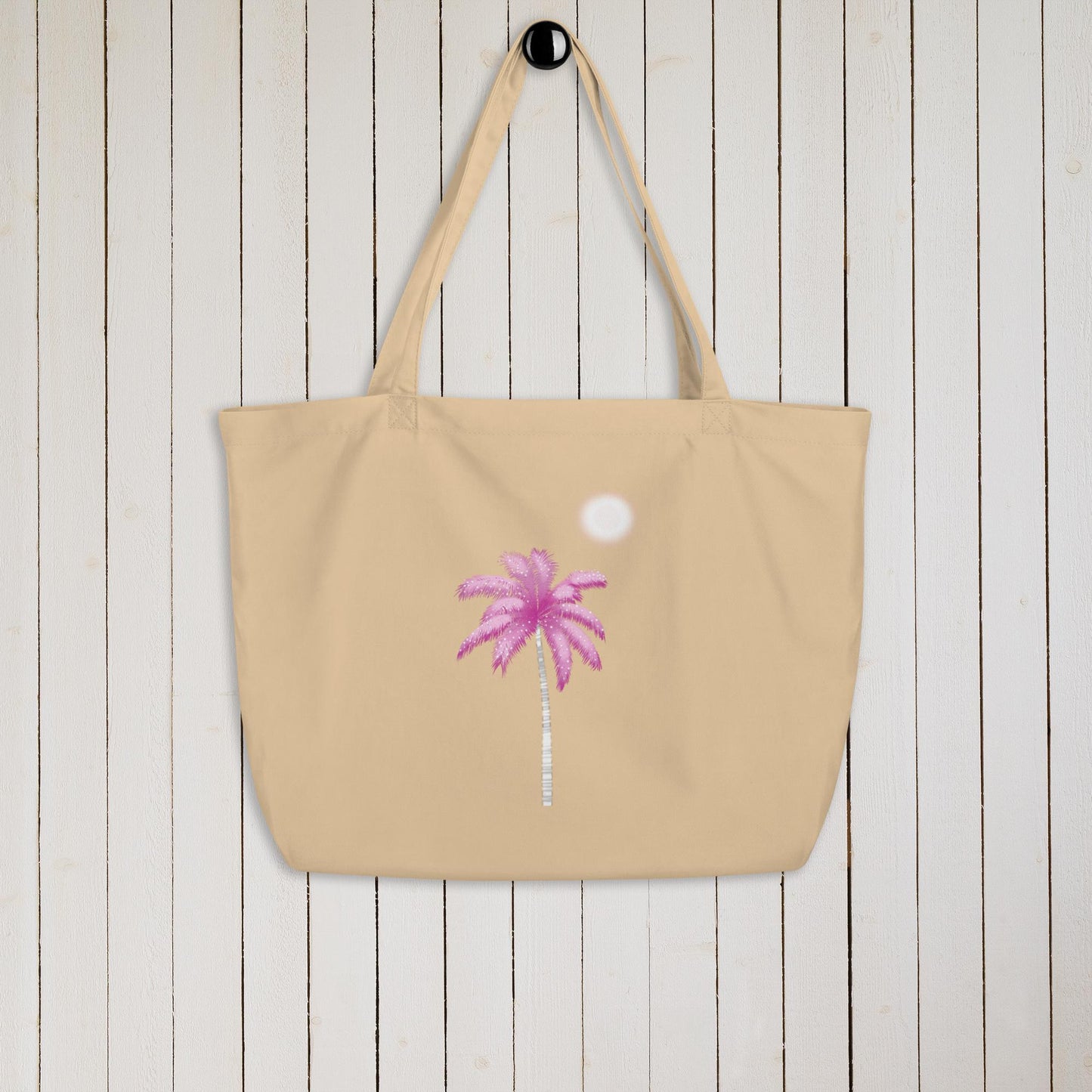 Pink Palm Tree Large Organic Cotton Tote Bag | Eco-Friendly & Reusable