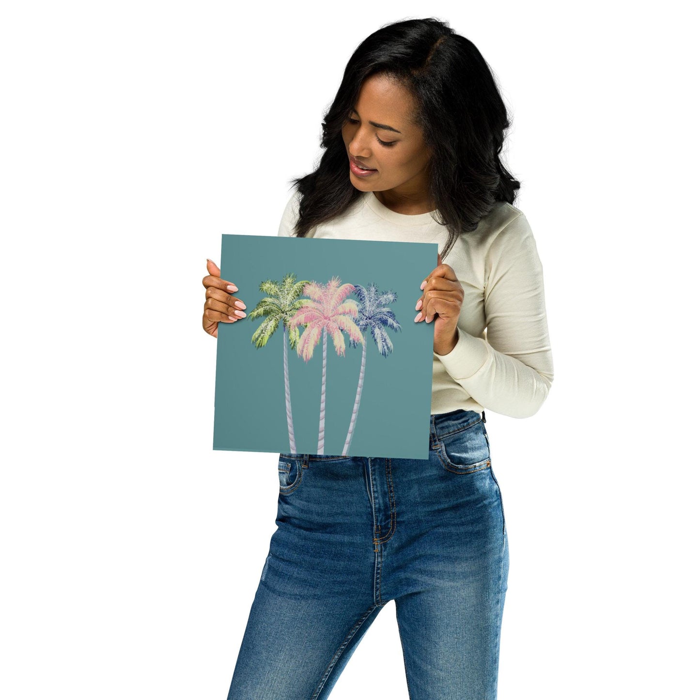 Pastel Palm Tree Print: Whimsical Tropical Wall Art