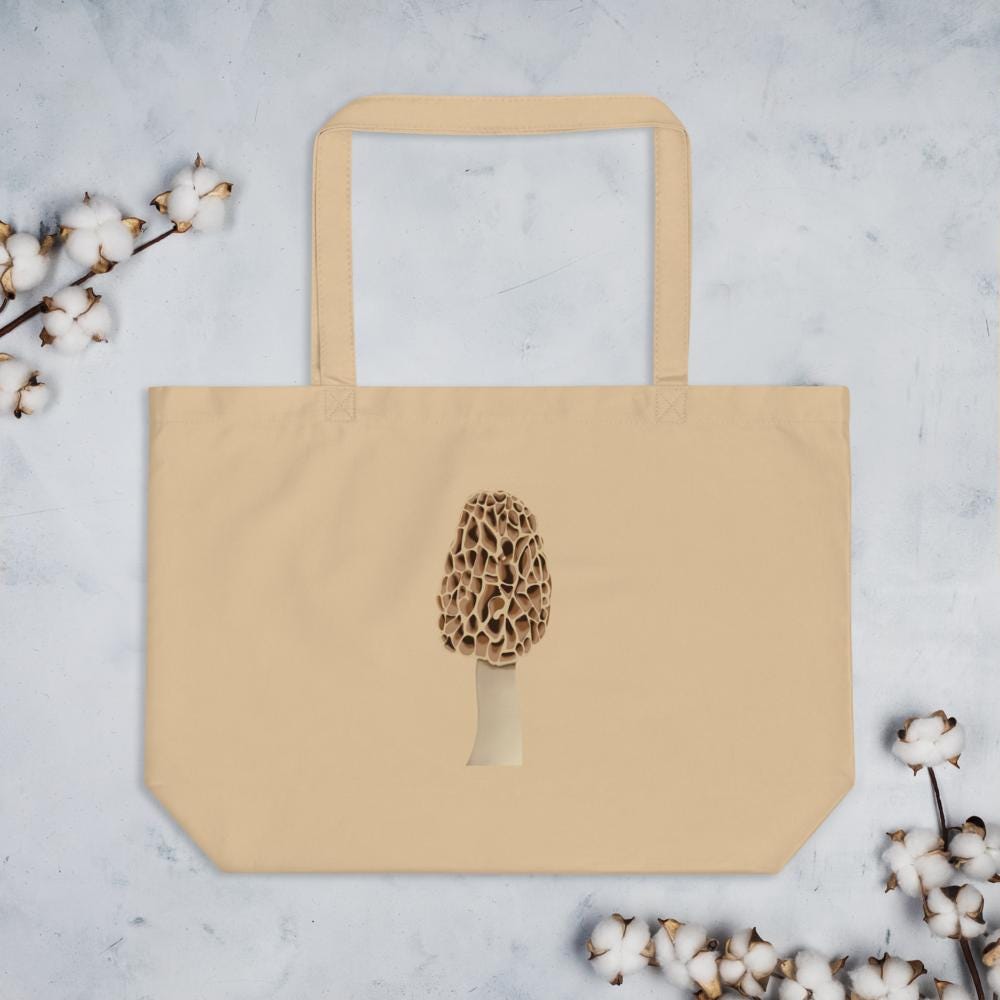 Morel Mushroom Large Organic Cotton Tote Bag | Eco-Friendly & Reusable