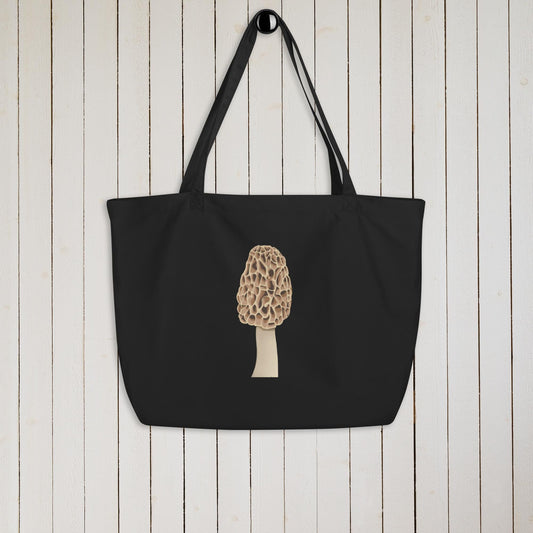 Morel Mushroom Organic Cotton Tote Bag: Eco-Friendly Groceries & Travel