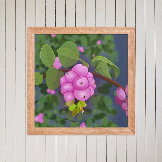 Pink Snowberries Wall Art | Hand-Painted Botanical Print