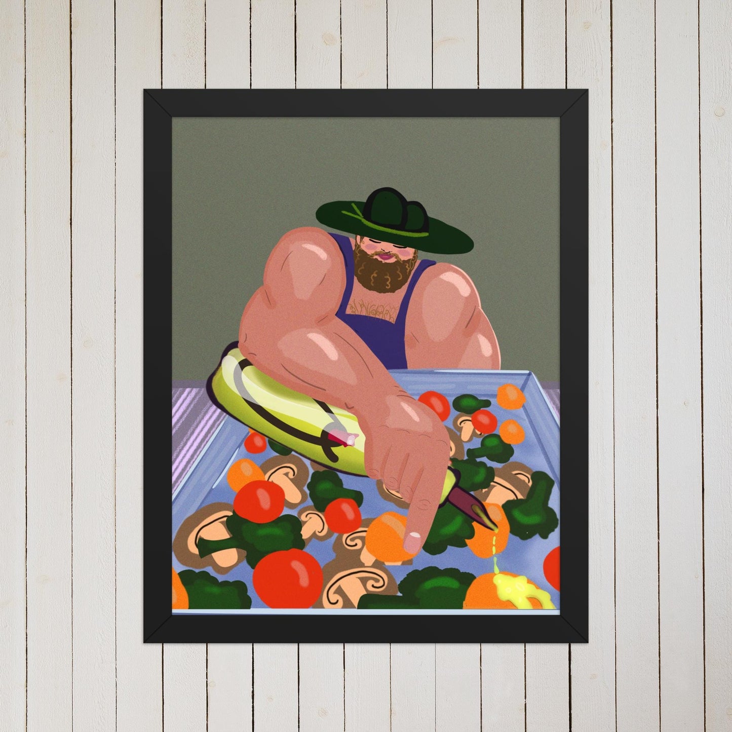 Chef Salad Art Print: Whimsical Kitchen Decor, Canadian-Made