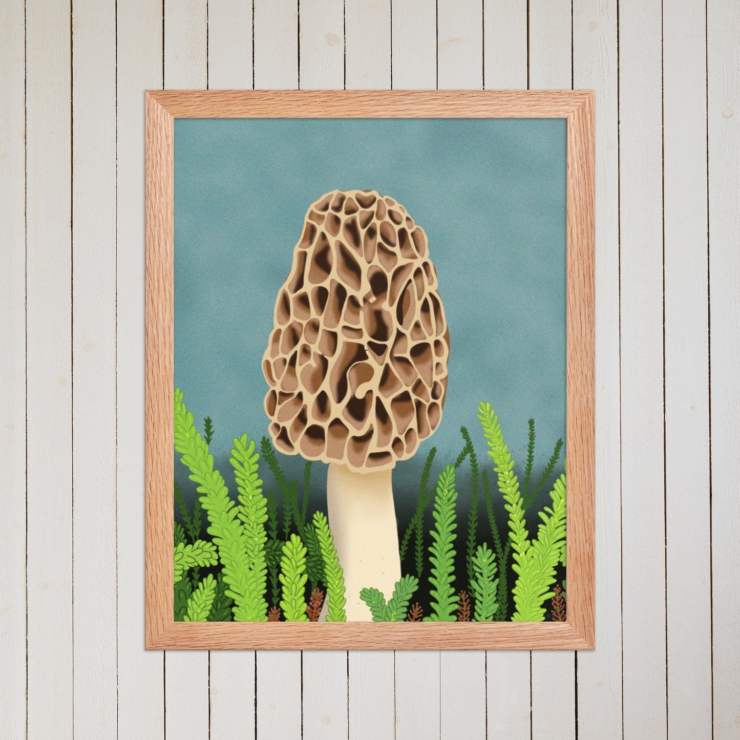 Morel Mushroom Painting: Forest Floor Framed Art Print