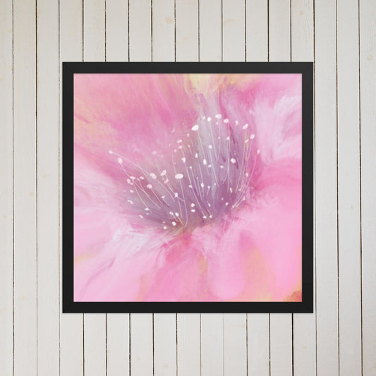 Pink Flower Impression Print: Minimalist Home Office, Living Room Decor