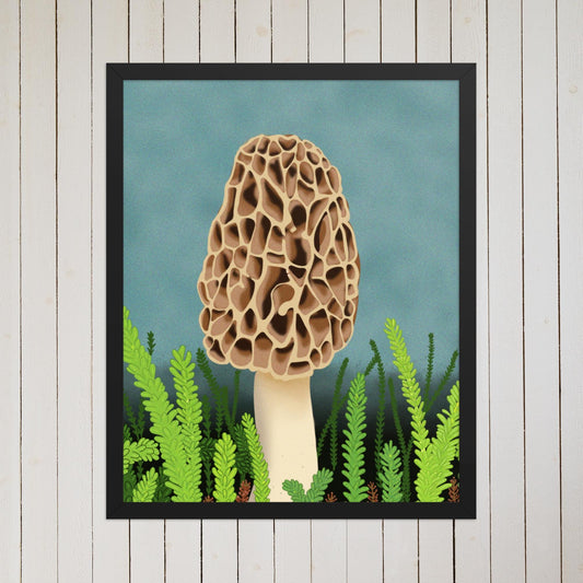Morel Mushroom Painting: Forest Floor Framed Art Print