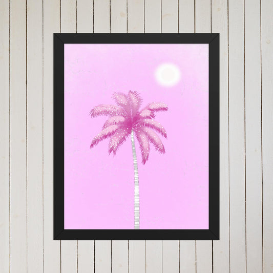 Pink Palm Tree Wall Art | Tropical Pastel Print & Framed Poster