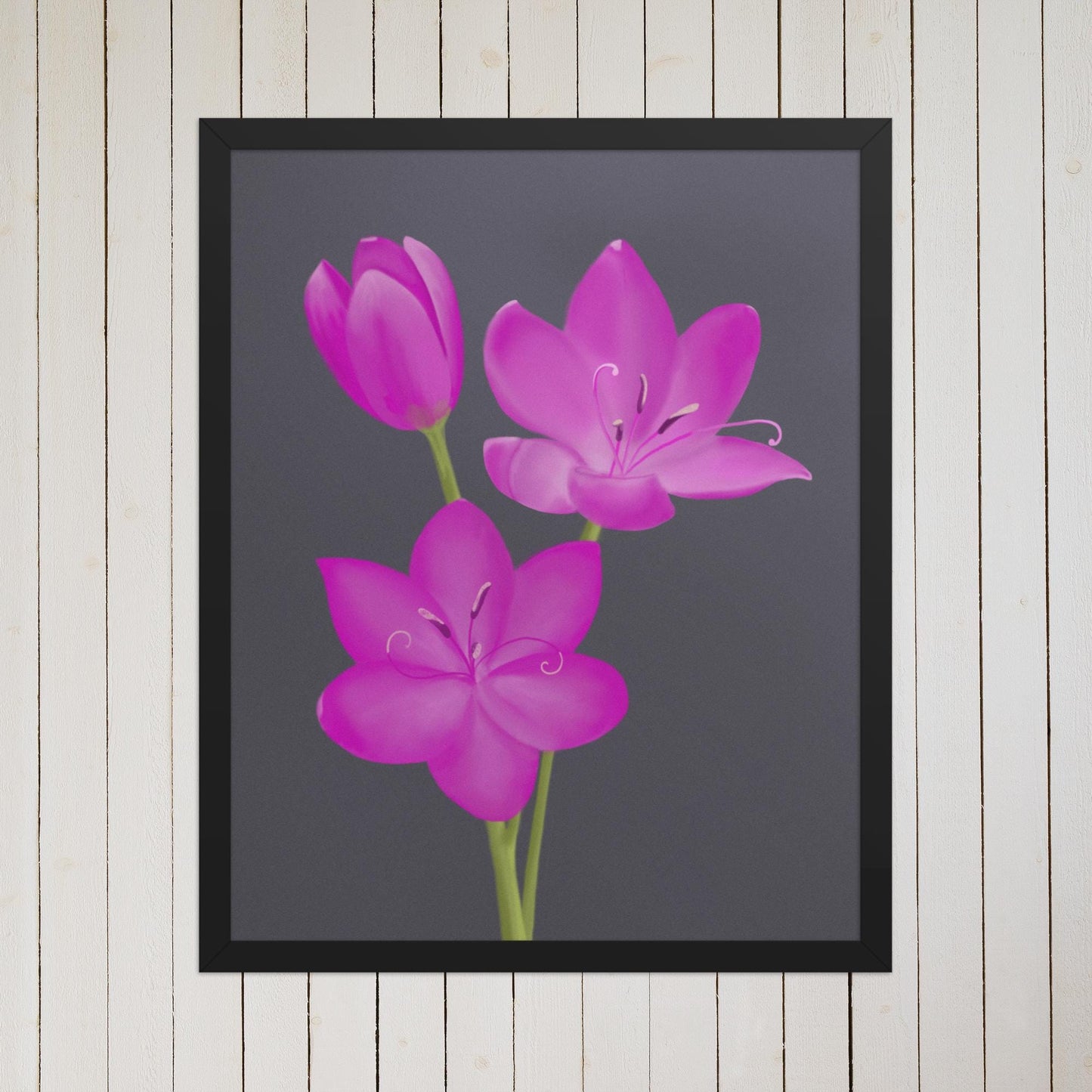 Pink Lily Floral Art Print: Hand-Painted Botanical Illustration