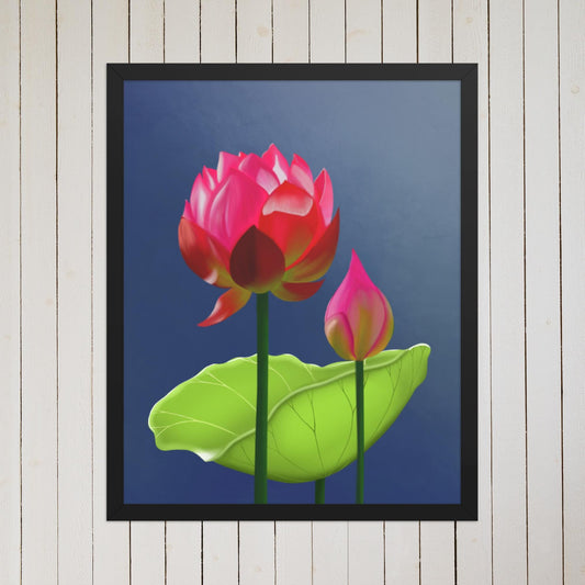 Pink Water Lily Poster: Botanical Lake Artwork