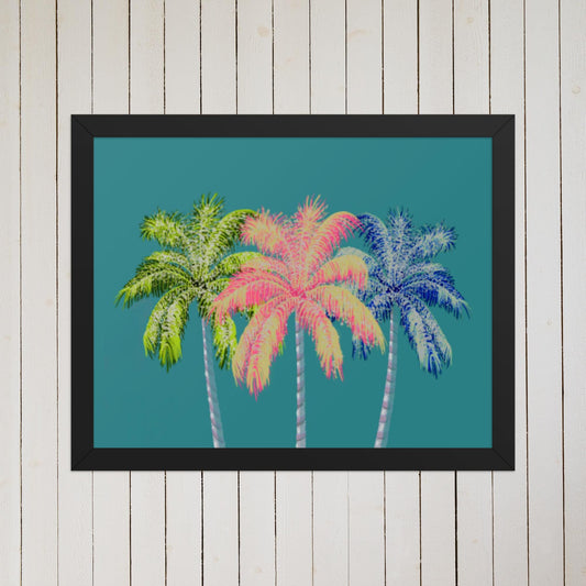 Tropical Palm Tree Wall Art | Vibrant Coastal Print – Framed or Unframed